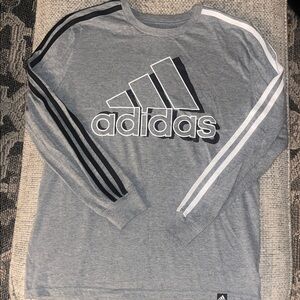 Adidas Heather Gray Long Sleeve with Stripes